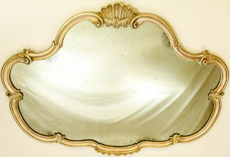 French Style Gilt Mirror W Antiqued Glass