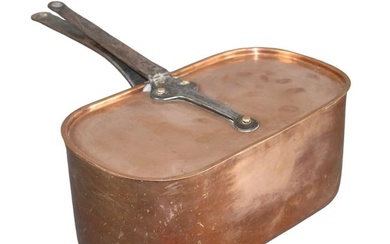 French copper Iidded stew pot with iron handles