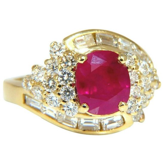 GIA Certified 4.08 Carat Burma Red Ruby Diamonds Ring