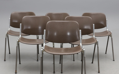 GIANCARLO PIRETTI. A set of six Castelli chairs, Italy, second half of the 20th century.