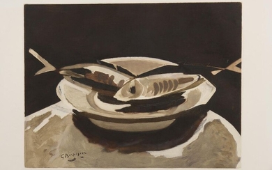 Georges BRAQUE (1882-1963), "Les Poissons, 1956". Aquatint sur...