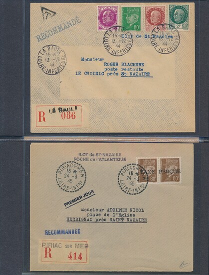 German Occ. WW2. Lot covers from french “ST. NAZAIRE”. Binder with 10 rare covers incl. 2 certs and several sign.
