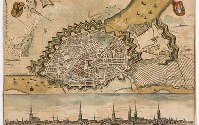 Germany.- Hamburg.- Homann Heirs. Des Heil. Rom. Reichs freye Handels u. Hansee Stadt Hamburg in einem accuraten Plan u. Prosp., [c. 1750].