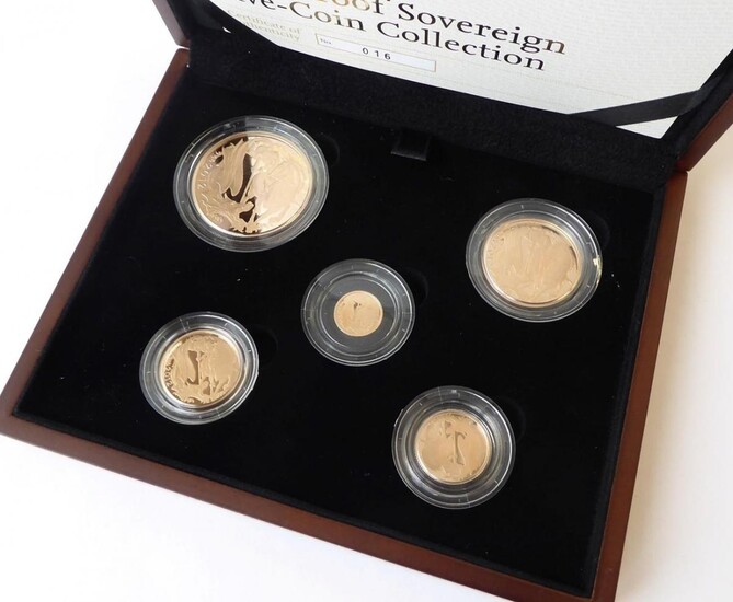 Gold Proof Sovereign Five-Coin Collection 2012, issued to commemorate the...