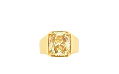 Gold and Fancy Deep Brownish Yellow Diamond Ring