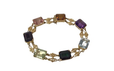 Gold and multi-gem bracelet