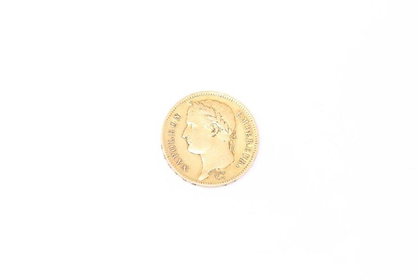 Gold coin of 40 francs Napoleon head laureate, French Empire (1811 A).