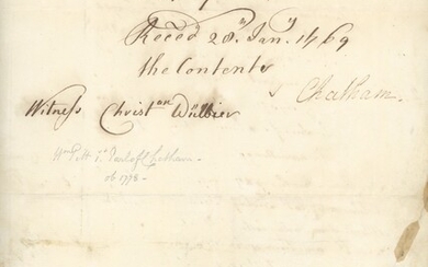 Great Britain Prime Ministers 1769 (16 Jan.) Treasury document ordering the payment of a total...