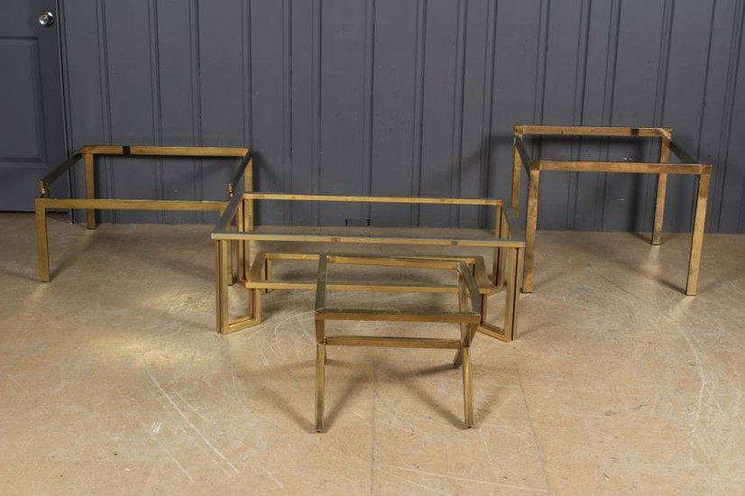 Group of 4 Brass Tone Low Tables