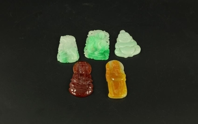 Group of Chinese Jadeite Figural Pendants including