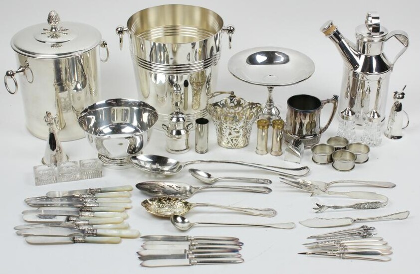 Group of Silver Plated Tableware and Flatware