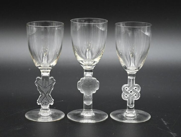 Group of Ten Lalique Cordials, with figural stems