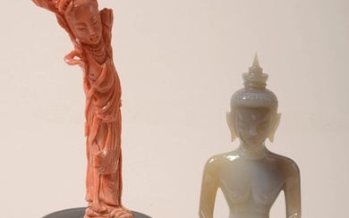 "Guanyin" in carved coral. It comes with a...