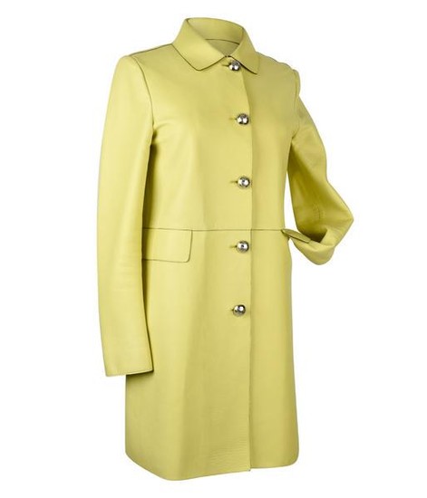 Gucci Coat Lambskin Leather Lime Yellow 40 / 8