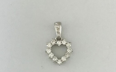Heart pendant in white gold 750°/°°°serti with diamonds, Gross weight: 1,27g