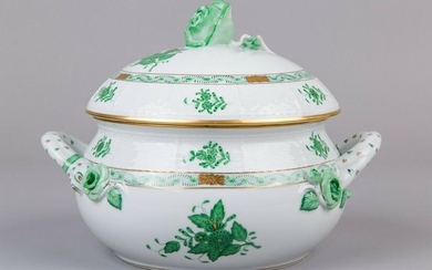 Herend Chinese Bouquet Green Soup Tureen with Lid and