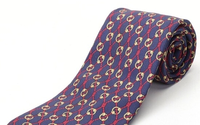 Hermès 691 OA Chain Link Print Silk Twill Hand-Stitched Necktie