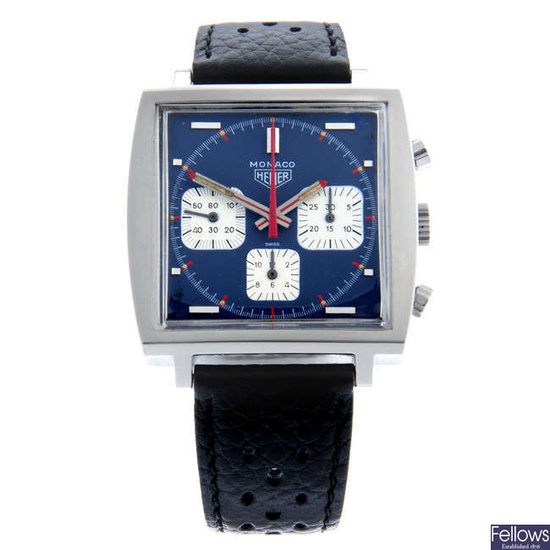Heuer - a Monaco chronograph wrist watch, 39mm.