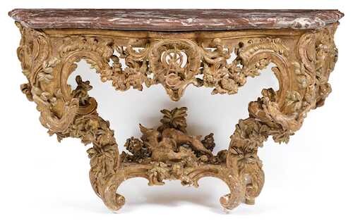 IMPORTANT, FINELY CARVED CONSOLE "AUX DRAGONS"