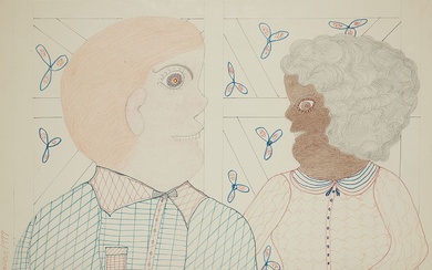 INEZ NATHANIEL WALKER (États-Unis, 1911-1990) SANS TITRE, 1977 Feutre et crayons de couleur sur papier...