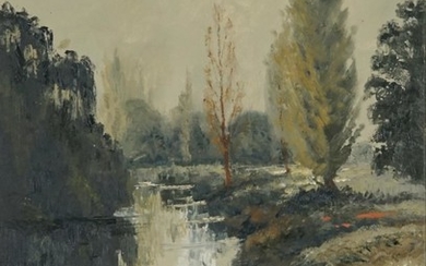 Ian Webb (1943 - ) - Along the River 59.5 x 44cm, 70.5 x 55cm (frame)