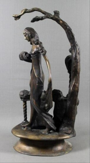 Icart Style Bronze Figure Of Woman