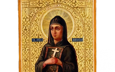 Icône russe de la sainte martyre Antonina, tournant des XIXe et XXe siècles. Une petite...