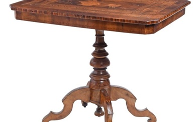 Italian Burl Wood and Marquetry Side Table