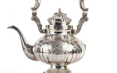 Italian silver tea kettle on stand - Milan, mark of