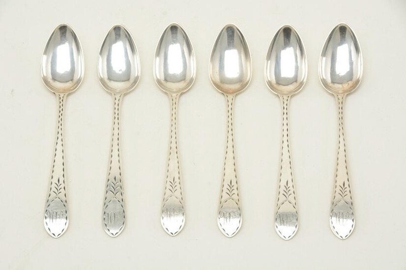 J. Shoemaker colonial American coin silver teaspoons