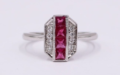 JEWELRY. 14kt Gold, Ruby and Diamond Ring.