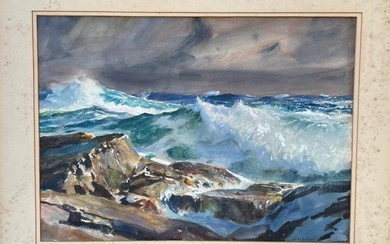 JOHN WHORF (Massachusetts, 1903-1959), Crashing waves., Watercolor on paper laid down on board, 21"