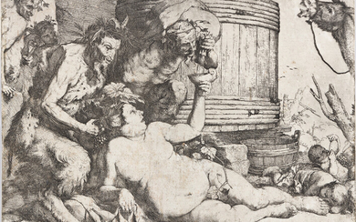 JUSEPE DE RIBERA The Drunken Silenus. Etching, 1628. 268x346 mm; 10 5/8x13 5/8...