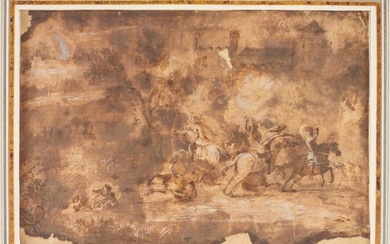 Jacques Courtois Battle Scene Old Master Drawing