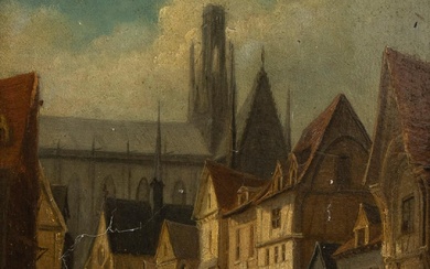 Jacques François CARABAIN (1834-1933), Oil on panel Animated city view, signed