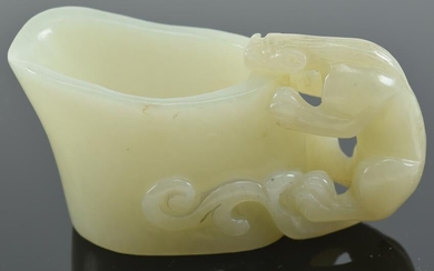 Jade wine cup. China. 19th century. Celadon colored