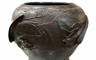 Japanese Bronze Meiji Planter Pot