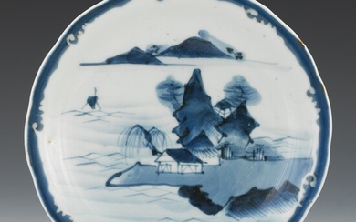 Japanese Imari Underglaze Blue Scenic Plate