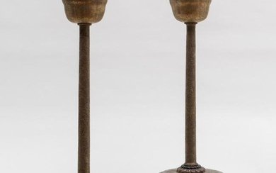Japanese Pair of Bronze Candle Holders