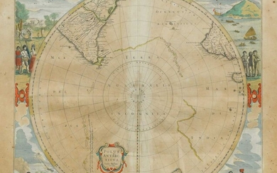 Johannes JanssoniusPolus Antarcticus, hand-coloured double-page engraved map of the South Polar