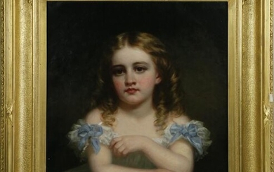 John Pope Oil "Portrait of a Young Girl", 19th c.