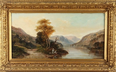 John Westall "River Fishing" Antique Oil