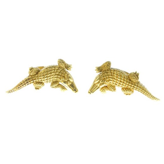 KIESELSTEIN-CORD - a pair of 18ct gold 'Alligator'