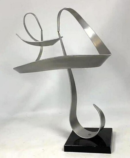 Kinetic Modernist Sculpture. Abstract Ribbon form; two