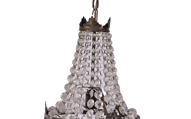 (-), Klassieke metalen zakmodel hanglamp met glazen pegels,...