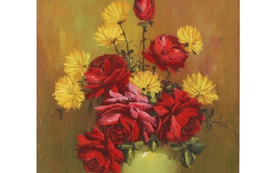 L. Rossi Floral Still Life Oil Painting, Circa 1960