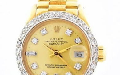 LADYS VINTAGE 18K GOLD ROLEX OYSTER PERPETUAL DATEJUST