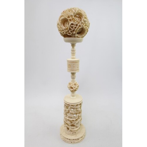 LARGE GOOD QUALITY 19TH CENTURY CHINESE CANTON IVORY CONCENT...