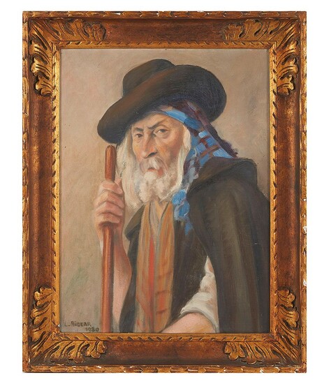 L.BIGEAR (XXème) Portrait de vieil italien, 1930 Huile sur toile signée et datée en bas...