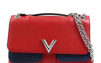 LOUIS VUITTON Shoulder Bag Handbag Very Chain Leather/Metal Red/Silver Ladies